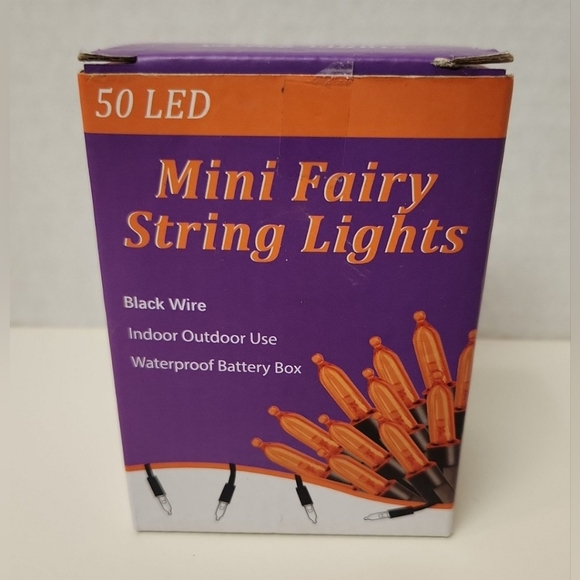 Black & Orange Mini Fairy String Lights - Picture 1 of 3